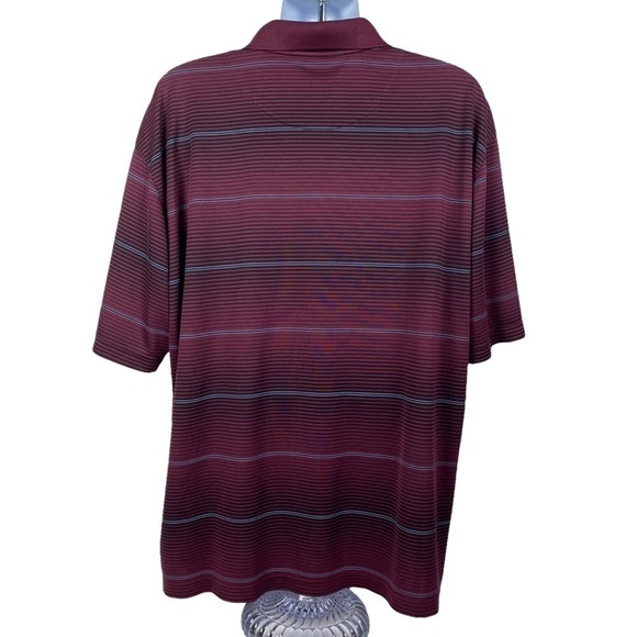 Roundtree & Yorke Tall Performance Golf Burgundy Striped Polo Shirt Men's 2XT - Picture 2 of 7